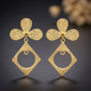 New Arrival <b>Gold</b> Plated Ethnic Classic Unique Design <b>Earring</b> <b>Set</b> with Flower Petal Drop <b>Earrings</b> for Party Occasions - Product Image 3