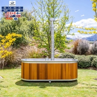 Spa extérieur avec bain à remous en bois de cèdre rouge occidental moderne, capacité 2-4 personnes, chauffage au bois avec revêtement intérieur en acier inoxydable