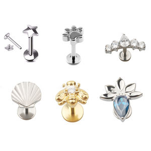 Gioielli Piercing in oro all'ingrosso senza filettatura Labret Piercing gioielli di moda Piercing Lip Stud Body Jewelry Piercing - Product Image 4