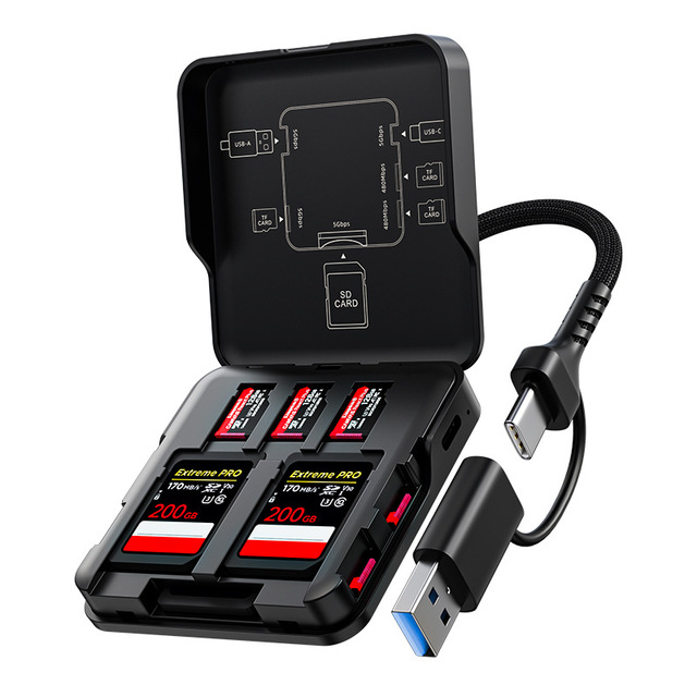 Business Gift Type-C Card Reader - Five-in-one Multi-functional SD/TF Card Set Storage Box
