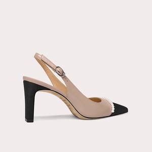 Sandales à <span class=keywords><strong>talon</strong></span> épais et bride cheville pour femme, avec détails en perles et blocs de couleur, idéales pour l'été, disponibles en petites tailles - Product Image 2