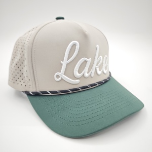 Casquette de baseball structurée imperméable sportive en tissu Dobby à pois, 5 panneaux, avec broderie et perforations découpées au laser, personnalisable - Product Image 4