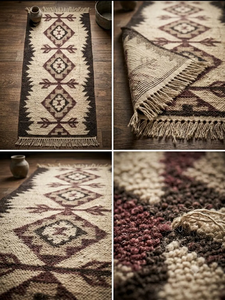 Handmade Wool Jute <b>Runner</b> <b>Rug</b> Geometric Southwestern Boho Farmhouse Carpet for Hallway Entryway Living Room Bedroom Home Decor - Product Image 3