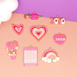 Dudak Şeklinde Sıcak Hava Balonu Buketi DIY Sevgililer Günü Aşk Gökkuşağı Alaşımlı Yağ Damlası Çanta Süsleri Kalp Balon Şekilleri Karışık Kolye Ucu - Product Image 3