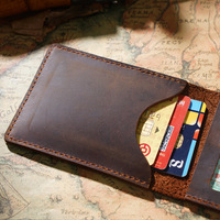 Titular de la licencia de conducir de cuero genuino retro Grado superior Crazy Horse Funda de certificado de registro de vehículo de cuero Muestra gratis