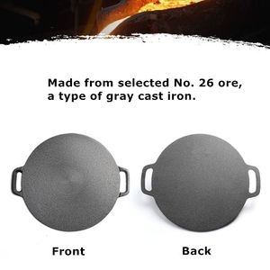 Poêle à frire <span class=keywords><strong>plate</strong></span> <span class=keywords><strong>en</strong></span> <span class=keywords><strong>fonte</strong></span> épaissie pour crêpes, pancakes et pains plats ; compatible gaz et induction, facile à nettoyer, durable - Product Image 2