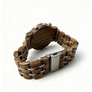 Montre-bracelet en bois de noyer et d'olivier à six broches de luxe OEM, mouvement <span class=keywords><strong>Seiko</strong></span>, montres en bois pour le travail, cadeaux d'anniversaire - Product Image 6