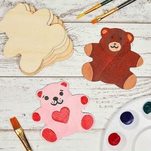 Custom Laser-Cut <b>Wood</b> Pieces <b>Slices</b> 20 Pack Unfinished Wooden <b>Wood</b> Bear Shapes Cutouts for Crafts Making DIY Art Project - Product Image 2