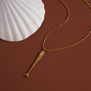 Collana con Ciondolo a Forma di <span class=keywords><strong>Pesce</strong></span> Stile Oceano J&D Jewelry, Gioiello Impermeabile in Acciaio Inossidabile Placcato Oro 18K PVD per Donne - Product Image 4