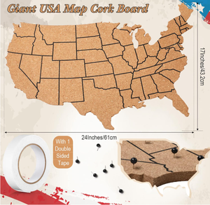 Épingle décorative Carte des États-Unis Art mural Carte de voyage géante des États-Unis Carte continentale des États-Unis Tableau en liège - Product Image 2