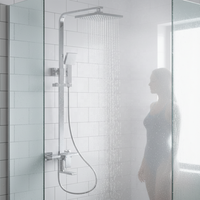 Juego de ducha termostática cromado, sistema de ducha de lluvia de cobre para baño, barra deslizante, manija de aleación de zinc, chorro de masaje montado en la pared