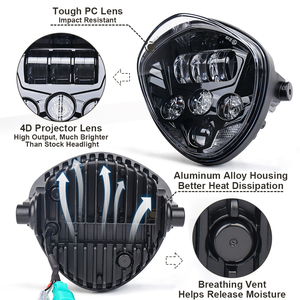 OVOVS Universal DRL with Red/amber Background Led Motorcycle <strong>Headlight</strong> With Bracket for <strong>Harley</strong> - Product Image 3