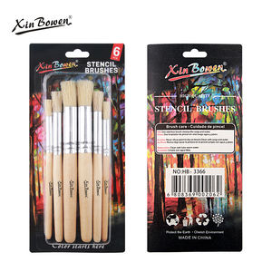 Xin Bowen-Juego de 6 pinceles de aceite de cerdas, pinceles artísticos con mango redondo de madera para dibujar y pintar - Product Image 2