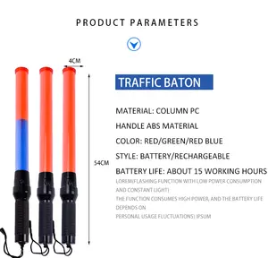 Warning Traffic Baton No Charging Security 54cm Traffic Baton LED Flashing Light Plastic Baton