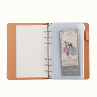 Couverture en cuir PU 6 anneaux de trésorerie farce Budget classeur cahier personnalisé rose Promotion cuir dossier spirale 100 feuilles CN;FUJ