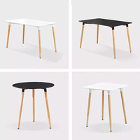 Table à manger en MDF blanc, fabrication directe d'usine, avec pieds en bois massif, table basse moderne pour la maison, restaurant, café, appartement, meubles