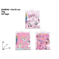 Diario con Accesorios de Dibujos Animados, 13x18 cm, 56 Páginas, Juego de Papel de Unicornio y Princesa para Niñas Preescolares, Portátil, Cuatro Estaciones, MAZZEO