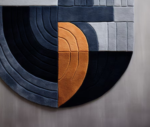 Premium Woolen Hand Tufted Area <b>Rug</b> Modern Capsule Shape High Pile with Abstract Pattern in Charcoal for Home Office Living Room - Product Image 4