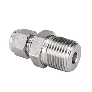 Adaptateur droit plaqué argent <span class=keywords><strong>en</strong></span> acier inoxydable 316 304, tube basse pression OD 6-20mm et filetage mâle NPT 1/8 "-1/4" - Product Image 1