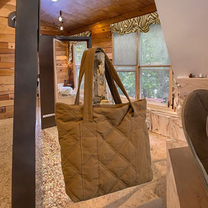 Customized Logo Diamonds Stylish <b>Women</b> Padded Puffer Hand <b>Bag</b> Zipper Shoulder Strap Casual Sipher Collection Tote <b>Bag</b> Large - Product Image 2