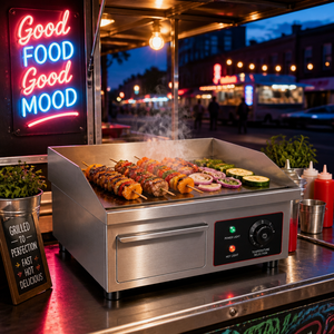 High Efficiency Electric <b>Flat</b> <b>Top</b> <b>Griddle</b> with Precise Temperature Control 1500W Stainless Steel <b>Griddle</b> for Restaurant Hotel - Product Image 1