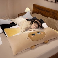 Coussin long en forme d'animal mignon, oreiller doux en peluche de chat de dessin animé, coussin de soutien moelleux pour dormir, pour chambre à coucher, décoration intérieure, cadeau