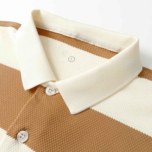 Polo à rayures personnalisées polos confortables pour hommes tissu décontracté en coton et polyester uni de rugby pour polos - Product Image 2