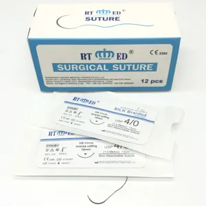 Medical sterile cheap Non Absorbable suture braided silk suture with needle nylon suture