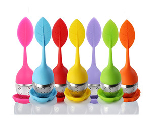 BPA Free Silicone per tè infusore in Silicone manico in acciaio inox filtro per tè sfuso o tisana - Product Image 1
