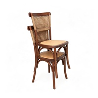 Chaise de salle à manger en rotin courbé, structure en bois massif, dossier en rotin tressé, chaise bistrot vintage pour restaurant, café, maison