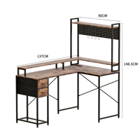Bureau d'ordinateur en bois durable en forme de L, réversible, grand espace, avec étagère, table de jeu pour salon – Prix usine