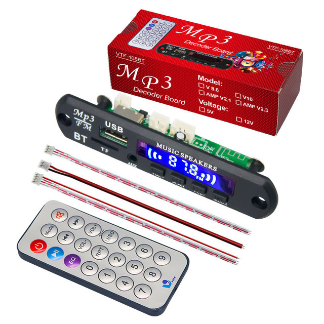 MP3 Decoding Board 12V Wireless Audio Remote Module Support TF SD Card USB FM Radio Mp3 Player Module