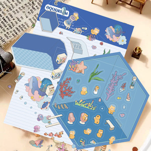 Pegatina de paisaje de dibujos animados, mundo en miniatura multiestilo, casa de campo 3D, escena de impresión DIY para descompresión y decoración de diario. - Product Image 3