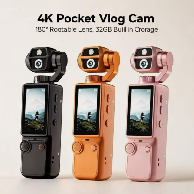 Q9 Hot Sale Pocket Handheld Camera 180-degree Rotation Lightweight Auto Focus Waterproof 4K Stereo Recording Video Adjustment