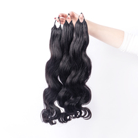 Extensions de cheveux humains ondulés pré-bouclés pour tresses au crochet, doux comme des plumes, invisibles