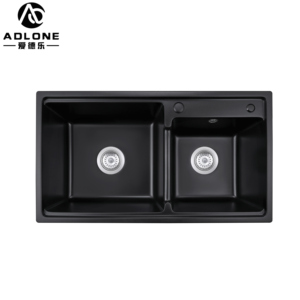 Évier de cuisine double carré ADLONE au design moderne 80*45, installation en surélevé, <span class=keywords><strong>granit</strong></span> composite de 10 mm d'épaisseur pour usage domestique - Product Image 2