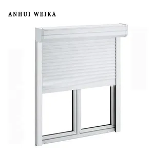 Persiana enrollable eléctrica de aluminio con ventanas correderas de PVC, ventanas de vinilo a granel, perfiles de concha, vidrio aislado Delgado