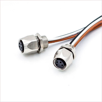 Conector de pared hembra y macho para montaje en panel, Conector de metal m8 de 3, 4, 5, 6 y 8 pines a prueba de agua