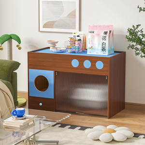 Cat Litter <b>Box</b> With <b>Storage</b> Cabinet Transparent Acrylic Flip Door Cat House For Living Room Balcony Breathable <b>Waterproof</b> Odor - Product Image 5