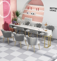 Ensemble table et chaise de manucure moderne de luxe léger et écologique avec plateau en marbre pour centre commercial/salon, usage individuel/double, pour salon de manucure