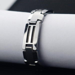 Poya – <span class=keywords><strong>Bracelet</strong></span> en tungstène vierge <span class=keywords><strong>avec</strong></span> aimants, incrustations personnalisées en bois d'<span class=keywords><strong>opale</strong></span> et météorite - Product Image 4