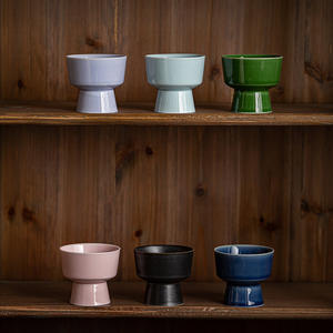 Cuenco de postre de pie alto de estilo <span class=keywords><strong>chino</strong></span> moderno, plato de cerámica para repostería de frutas para sala de té, hoteles y restaurantes, juego de vajilla elegante - Product Image 3