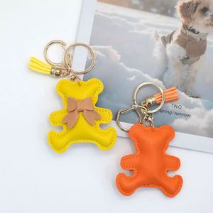 Pu Leather Multi-color <b>Cute</b> <b>Bear</b> Bag Pendant Keychain Creative and Trendy Colorful <b>Bear</b> Car Keychain Pendant - Product Image 3