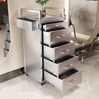 Armoire à outils de barbier en acier inoxydable, style minimaliste moderne, armoire de salon de coiffure, station d'outils exclusive pour salon, tiroirs de rangement