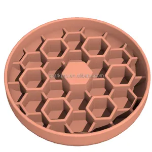 2024 Custom Honeycomb round Silicone Slow Feeding Pet Bowls Large Feeders for Slow Food Animals