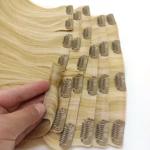 Wholesale Price Full Head 100% Human Hair Seamless Clip In Hair Extensions