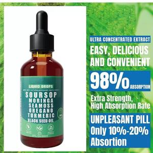 60 ml Gouttes liquides de Corossol, Moringa, Algues Marines, Huile de Nigelle, Curcuma et <span class=keywords><strong>Origan</strong></span> – Soutien Naturel Immunitaire et Énergétique - Product Image 3