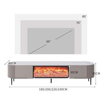 Meubles TV Modernes et Élégants avec Simulateur de Flamme 3D, Foyer en Verre HD Intégré, Finition Luxe, Cheminées au Sol en Bois