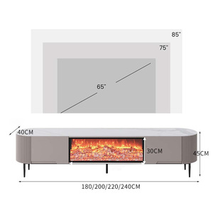 Mobili TV Moderni ed Eleganti con <span class=keywords><strong>Simulazione</strong></span> Fiamma 3D, Caminetto in Vetro HD Integrato, Finitura Lussuosa in Legno, Caminetti da Pavimento - Product Image 3