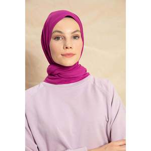 Chal de punto Jersey de algodón, largo, ligero y transpirable, color fucsia - Product Image 4